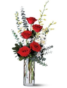 Red Roses and White Orchids