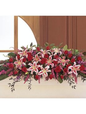 Amethyst and Ruby Casket Spray