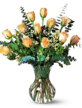 A Dozen Pale Peach Roses