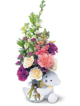 Teleflora's Bear Hug Bear with White Roses