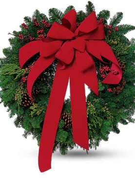 Wreath with Red Velvet Bow